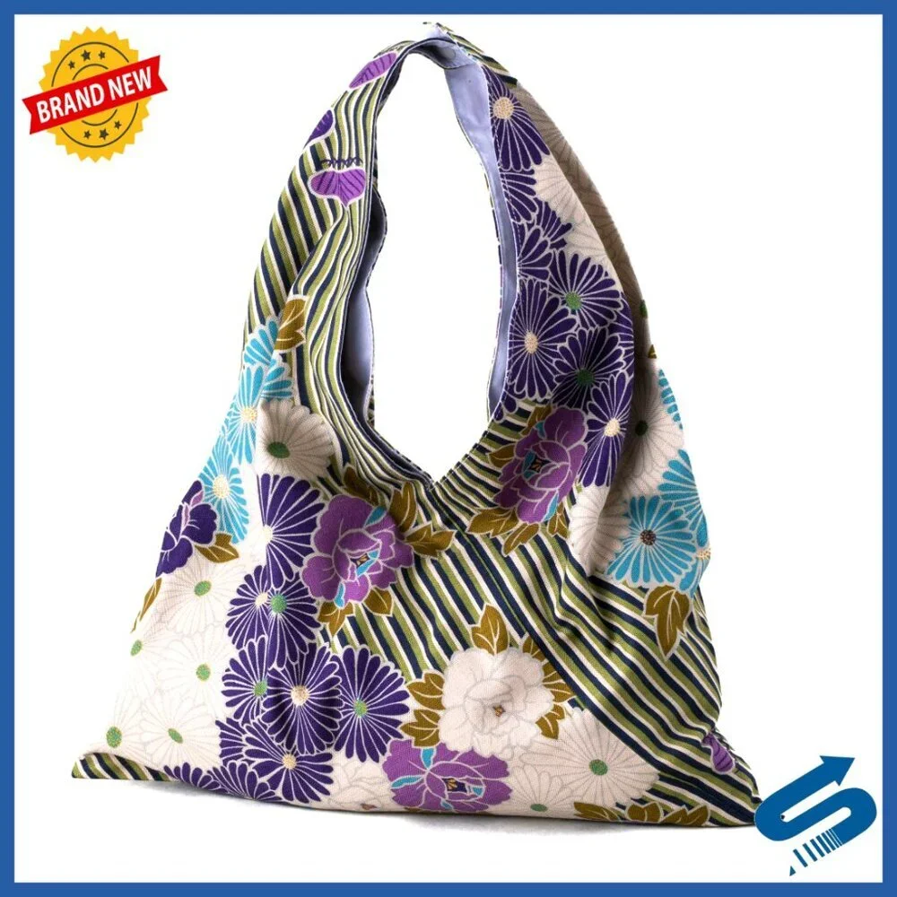 Japanese Furoshiki Tote Bag Retro Flower Kimono Style Reusable Folding